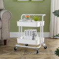 Two Layer Kitchen Rolling Cart Salon Detachable Beauty Shower Trolley Salon Furniture Commercial Furniture Plastic Apartment